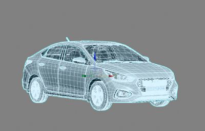 现代ACCENT雅绅特汽车3D模型,max+fbx格式