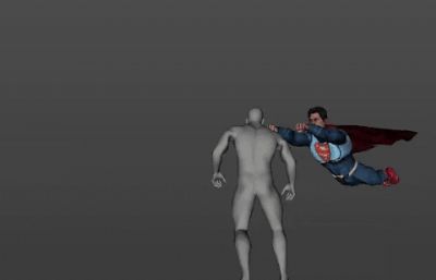 Superman超人超级英雄C4D模型,带十组超帅动作动画,11个C4D源文件
