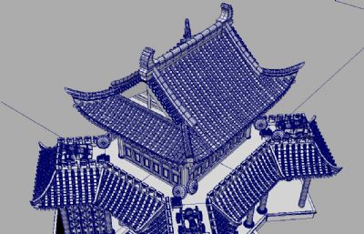 双层大楼,习武堂,防护城楼maya模型