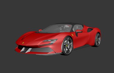 2021款法拉利Stradale SF90跑车3D模型,max+fbx两种格式文件