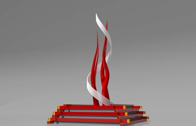 海草造型消防雕塑3D模型,VRAY材质