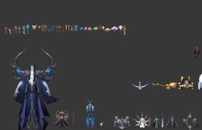 MMOARPG手游全套坐骑,角色,NPC,武器,怪物,超精品主角3D模型(网盘下载)