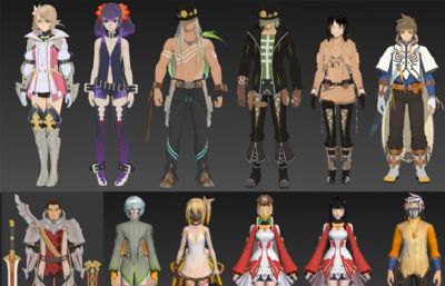 十二个RPG游戏里的人物角色3D模型