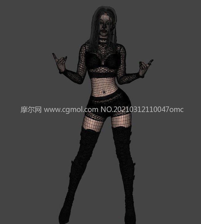 朋克风女团美少女,街舞女孩POSE3D模型,带绑定,有贴图(网盘下载)
