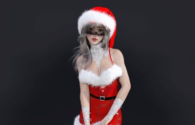 Christmas Girl圣诞女郎3D模型,有绑定和贴图(网盘下载)