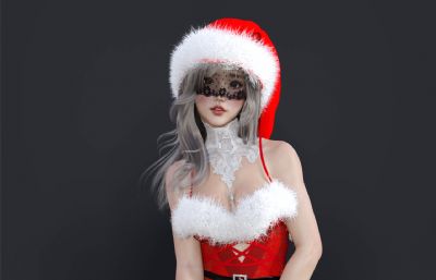 Christmas Girl圣诞女郎3D模型,有绑定和贴图(网盘下载)