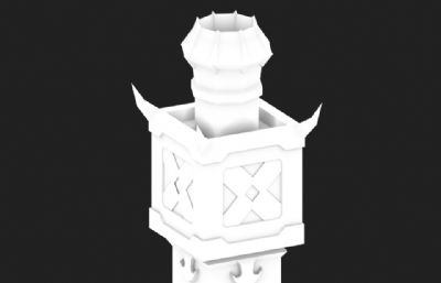燃烧的防御塔3D模型白模,无贴图