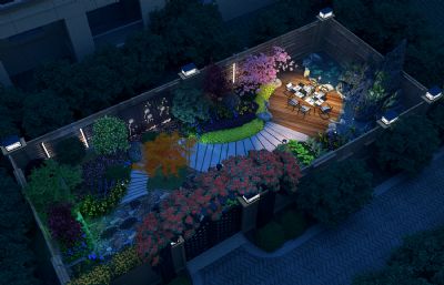别墅入门庭院,院子景观3D模型(网盘下载)