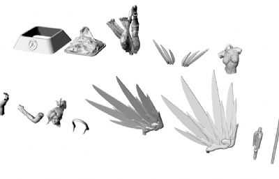 守望先锋慈悲手办,带翅膀的女神慈悲Mercy,3D组合模型(网盘下载),15个STL文件,