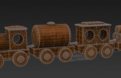 木质小火车玩具3D模型