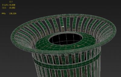 简单的绿色环形垃圾桶3D模型