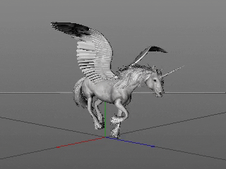 天使独角兽白马C4D模型,带攻击,奔跑等动画