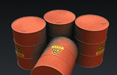 四个汽油桶组合3D模型