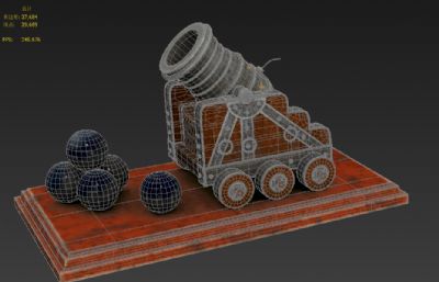 卡通大炮,火炮3D模型