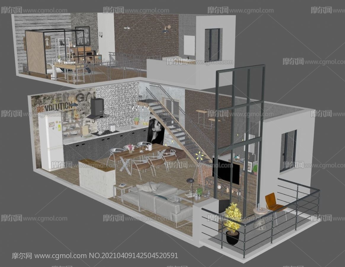 【现代公寓复式3d模型】建E网_现代公寓复式3d模型下载[ID:109331687]_打造3d现代公寓复式模型免费下载平台