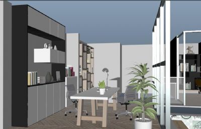 办公室-复式公寓户型的办公室3D模型,有blend,mb,fbx,max,obj等格式(网盘下载)