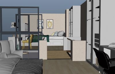 40平方的复式公寓户型设计Maya模型,有mb,fbx,obj三种格式(网盘下载)