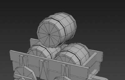 木桶小推车3D模型