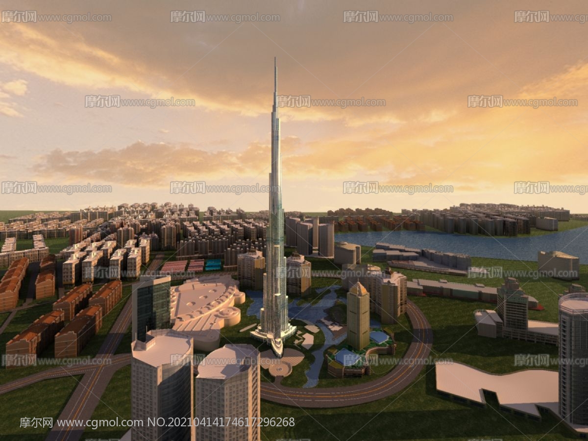 迪拜塔哈利法塔迪拜最高楼世界标志性建筑3d模型
