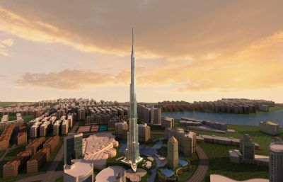 迪拜塔,哈利法塔,迪拜最高楼,世界标志性建筑3D模型
