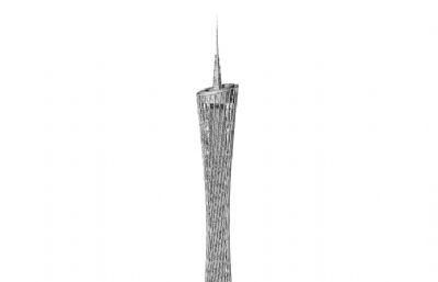 Guangzhou Tower广州塔小蛮腰3D模型-犀牛建模