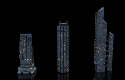 赛博朋克未来城市,未来世界,科幻城市高楼建筑模型组合,MB,FBX,OBJ,MAX,uproject,blend等格式,示例场景只有MB文件(网盘下载)