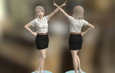 卡通阳光女孩3D打印模型,STL格式