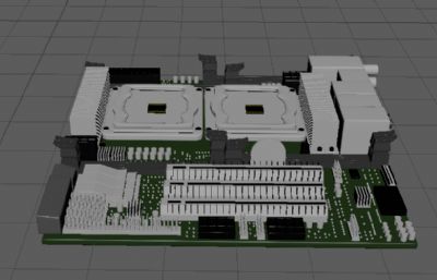 主板,电脑主板maya模型素模
