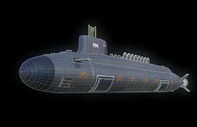 中国096核潜艇,战略核潜艇3D模型