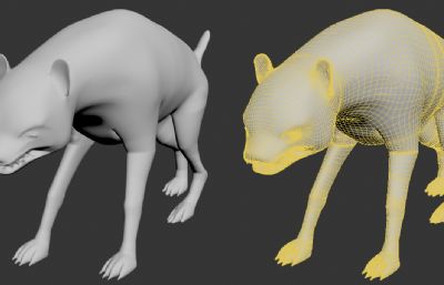小丑女鬣狗3D模型素模,塌陷文件