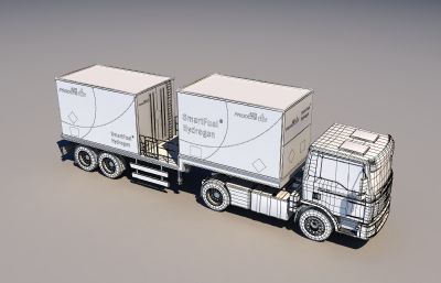 氢气运输拖车,气体运输车3D模型