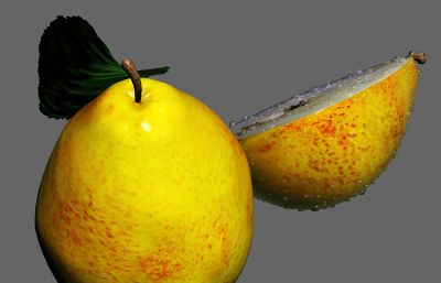 水果梨,雪梨,切开滴汁的梨子3D模型,有MAX,C4D,FBX格式,有贴图