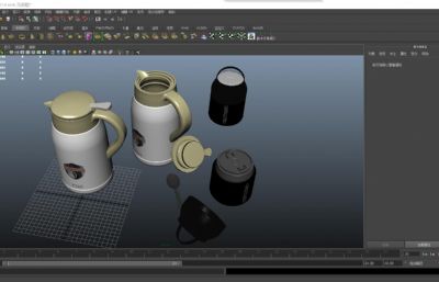 两套保温壶,暖瓶,水壶组合3D模型,MAX,MB,ZPR等多种格式