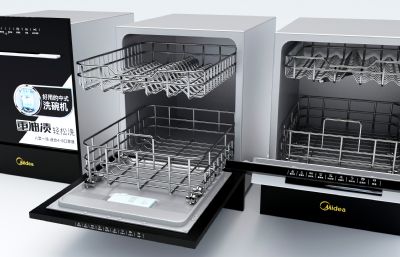 现代美的全自动洗碗机3D模型,MAX,MB,FBX,OBJ,ZPR,SKP多种格式