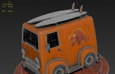 Q版面包车,小牛车,小汽车3D模型