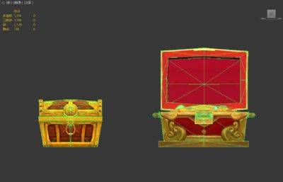 游戏箱子,黄金宝箱,仙侠道具3D模型