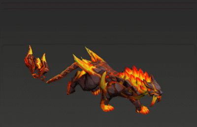 火焰剑齿虎,饕鬄神兽3D模型,带奔跑动画