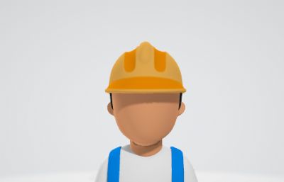 卡通工业人物模型-工人半身3D模型,FBX格式