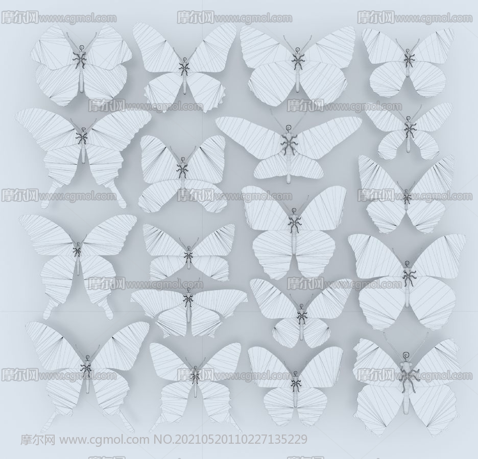 蝴蝶,各种中内外蝴蝶,飞蛾3D模型,有MAX,MB,FBX,ZPR格式