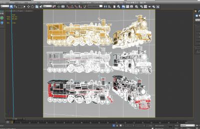 中国解放型蒸汽机车,火车头3D模型,MAX,ZTL,SKP三种格式