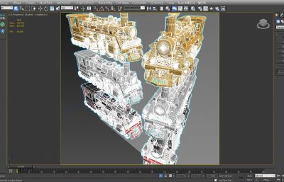 中国解放型蒸汽机车,火车头3D模型,MAX,ZTL,SKP三种格式