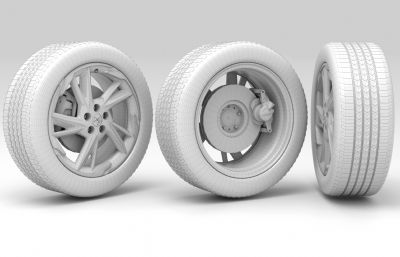 汽车轮胎,轮毂3D模型,MAX,MB,OBJ,ZTL等格式
