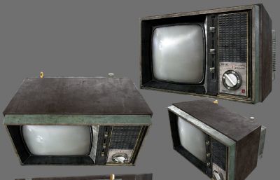 次世代飞跃牌12D1晶体管黑白电视机3D模型,MAX,MB,OBJ,SKP等格式