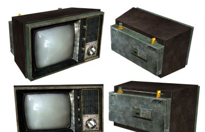 次世代飞跃牌12D1晶体管黑白电视机3D模型,MAX,MB,OBJ,SKP等格式