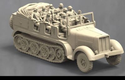 二战履带式卡车载具,军用车模型,19个STL文件