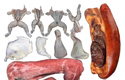 牛蛙肉,兔肉,鸡腿肉,腊猪肉3D模型,MAX,MB,ZTL,SKP多种格式