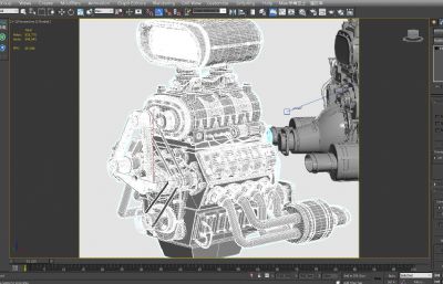 写实精细柴油发动机,汽车发动机3D模型,MAX,MB,OBJ,ZPR,STL等多种格式