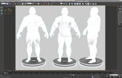 电镀金属银肌肉男子雕像3D模型,MAX,OBJ,ZPR,SKP等格式