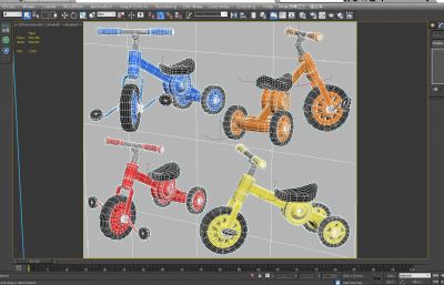 儿童自行车,玩具车,三轮车3D模型,MAX,MB,OBJ,ZPR,SKP多种格式