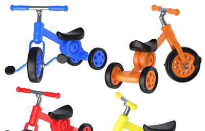 儿童自行车,玩具车,三轮车3D模型,MAX,MB,OBJ,ZPR,SKP多种格式